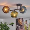 Koyoto ceiling light, globe light blue, green, coppery, 3-light sources