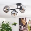 Gastor ceiling light, globe light clear, Smoke-coloured, 3-light sources