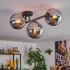 Gastor ceiling light, globe light chrome, Smoke-coloured, 3-light sources