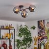 Gastor ceiling light, globe light chrome, Smoke-coloured, 3-light sources