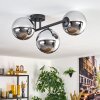 Gastor ceiling light, globe light chrome, Smoke-coloured, 3-light sources