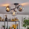 Gastor ceiling light, globe light chrome, clear, Smoke-coloured, 3-light sources