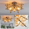Milheiros ceiling light, globe light Amber, 3-light sources
