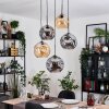 Ripoll hanging light, globe light, Cluster pendant lamp Amber, Smoke-coloured, 5-light sources