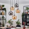 Ripoll hanging light, globe light, Cluster pendant lamp Amber, Smoke-coloured, 5-light sources