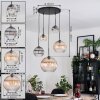 Koyoto hanging light, globe light, Cluster pendant lamp Amber, clear, Smoke-coloured, 5-light sources