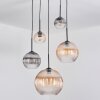 Koyoto hanging light, globe light, Cluster pendant lamp Amber, clear, Smoke-coloured, 5-light sources