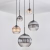 Koyoto hanging light, globe light, Cluster pendant lamp Amber, clear, Smoke-coloured, 5-light sources