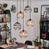 Koyoto hanging light, globe light, Cluster pendant lamp Amber, clear, Smoke-coloured, 5-light sources