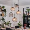 Koyoto hanging light, globe light, Cluster pendant lamp Amber, clear, Smoke-coloured, 5-light sources