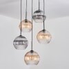 Koyoto hanging light, globe light, Cluster pendant lamp Amber, clear, Smoke-coloured, 5-light sources