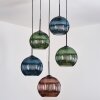 Koyoto hanging light, globe light, Cluster pendant lamp blue, green, coppery, 5-light sources