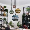 Koyoto hanging light, globe light, Cluster pendant lamp 35 cm blue, gold, green, coppery, 4-light sources
