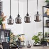 Fanhaes hanging light, pendant light chrome, Smoke-coloured, 4-light sources