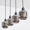 Fanhaes hanging light, pendant light chrome, Smoke-coloured, 4-light sources