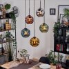 Ripoll hanging light, globe light, Cluster pendant lamp blue, chrome, gold, green, coppery, Smoke-coloured, 5-light sources