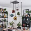 Ripoll hanging light, globe light, Cluster pendant lamp blue, chrome, gold, green, coppery, Smoke-coloured, 5-light sources