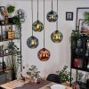 Ripoll hanging light, globe light, Cluster pendant lamp blue, green, coppery, 5-light sources