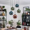 Ripoll hanging light, globe light, Cluster pendant lamp blue, green, coppery, 5-light sources