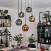 Ripoll hanging light, globe light, Cluster pendant lamp blue, green, coppery, 5-light sources