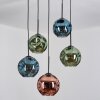 Ripoll hanging light, globe light, Cluster pendant lamp blue, green, coppery, 5-light sources