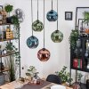 Ripoll hanging light, globe light, Cluster pendant lamp blue, green, coppery, 5-light sources
