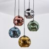 Ripoll hanging light, globe light, Cluster pendant lamp blue, chrome, gold, green, coppery, Smoke-coloured, 5-light sources