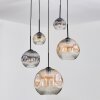 Ripoll hanging light, globe light, Cluster pendant lamp Amber, clear, Smoke-coloured, 5-light sources