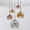 Ripoll hanging light, globe light, Cluster pendant lamp chrome, gold, clear, coppery, Smoke-coloured, 5-light sources