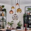 Ripoll hanging light, globe light, Cluster pendant lamp chrome, gold, clear, coppery, Smoke-coloured, 5-light sources