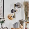 Gastor globe light, wall light gold, black, 3-light sources