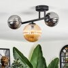 Chehalis ceiling light, globe light Amber, chrome, Smoke-coloured, 3-light sources
