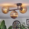 Chehalis ceiling light, globe light Amber, chrome, Smoke-coloured, 3-light sources