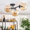 Gastor ceiling light, globe light Amber, 3-light sources