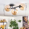 Gastor ceiling light, globe light Amber, 3-light sources