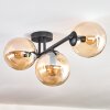Gastor ceiling light, globe light Amber, 3-light sources