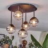 Chehalis ceiling light, globe light clear, Smoke-coloured, 5-light sources