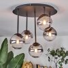 Chehalis ceiling light, globe light clear, Smoke-coloured, 5-light sources