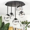 Chehalis ceiling light, globe light clear, Smoke-coloured, 5-light sources