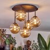 Chehalis ceiling light, globe light Amber, 5-light sources