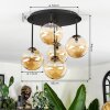 Chehalis ceiling light, globe light Amber, 5-light sources