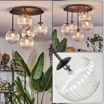 Chehalis ceiling light, globe light clear, 5-light sources