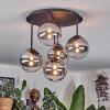 Chehalis ceiling light, globe light clear, Smoke-coloured, 5-light sources