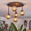 Chehalis ceiling light, globe light Amber, 5-light sources