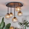 Chehalis ceiling light, globe light Amber, clear, 5-light sources