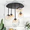 Chehalis ceiling light, globe light Amber, clear, 5-light sources