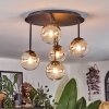 Chehalis ceiling light, globe light Amber, clear, 5-light sources