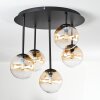 Chehalis ceiling light, globe light Amber, clear, 5-light sources