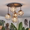Chehalis ceiling light, globe light Amber, clear, 5-light sources