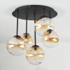 Chehalis ceiling light, globe light Amber, clear, 5-light sources